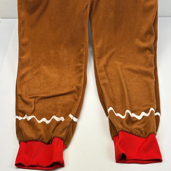 Tipsy Elves Gingerbread Man Jumpsuit Mens 2XL XXL Brown Christmas Pajamas Hooded - Picture 4 of 9
